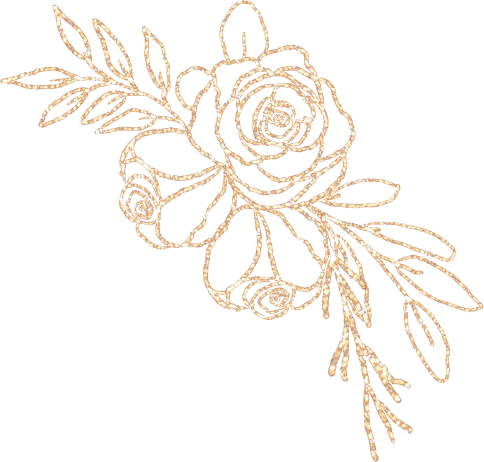 gold line art flower arrangement